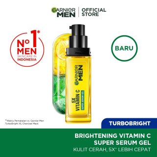 24. Garnier Men Turbo Bright 5x Vitamin C Super Serum Gel, Cepat Menyerap