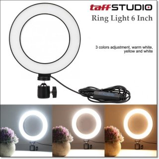 TaffSTUDIO RL-19 Lampu Halo Ring Light LED Kamera - White [8W/ 6 Inch]
