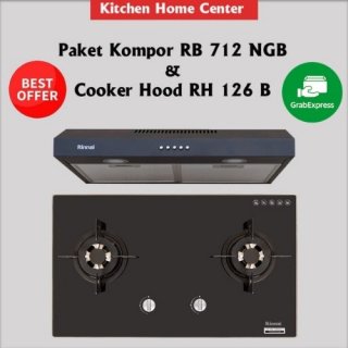 Paket E Kompor Tanam Rinnai RB 712 NGB & Cooker Hood