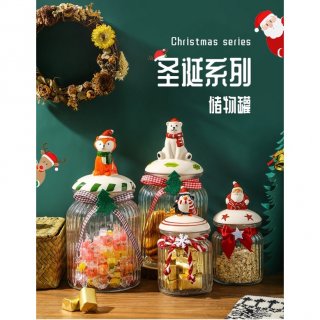2. Toples natal / Snack Jar / Candy Jar Edisi Christmas, Bisa jadi Wadah Kue atau Permen
