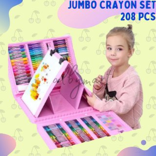 23. Crayon Anak Set Isi 208 Pcs Pensil Warna Alat Lukis