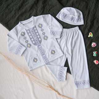 29. Baby Lona Setelan Baju Muslim Koko Kancing Depan Anak 02, Keren dipakai Mengaji dan Lainnya