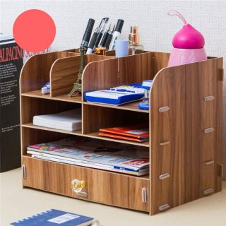 EDS Creative Home Office Desktop File Holder Storage Box Wooden Multilayer Household Desktop Shelf