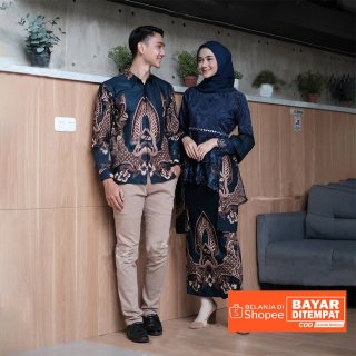 12. Maura Couple - Sania Ruffle Batik Couple, Model Sabuk Permanen Elegan