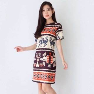 038-Dress Batik Kantor Wanita Dress Pesta Batik Songket 