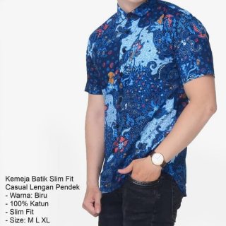 1. Kemeja Batik Slim Fit Casual Baju Batik Pria Baju Kerja Atasan Pria