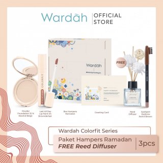 24. Wardah Colorfit Series (Velvet Powder Foundation, Lip Paint, EyeXpert Eyebrow Pencil Brown) Paket Hampers FREE Reed Diffuser