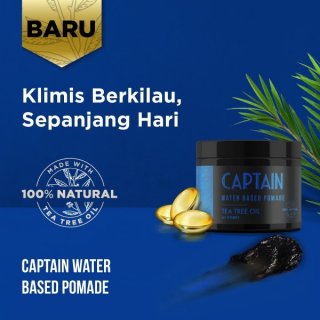 9. Captain Water Based Pomade with Tea Tree Oil, Rambut Lebih Tertata Rapi