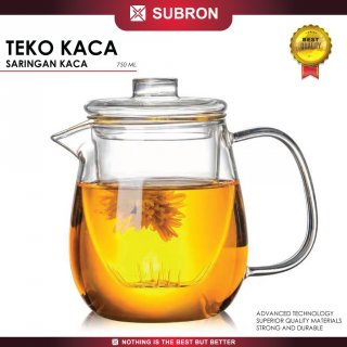 SUBRON Glass Teapot 750ML Teko Teh Kaca Saringan Kaca Boron Tinggi