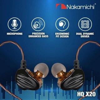 Nakamichi HQ X20 Dual Dynamic Driver In Ear Monitor Wired Earphone Mic