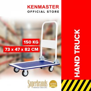 Kenmaster Hand Truck 150 / 300 KG Besi Roda Nylon - Troli Barang - Troli Lipat Dorong Biru