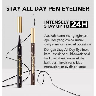 YOU Stay All Day Pen Eyeliner | Black Eyeliner | Hitam / Dark Brown | Waterproof | Long-wear BPOM