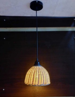 Lampu Gantung Minimalis Vintage Anyam Rotan