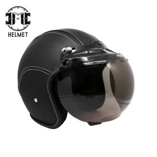 Helm Bogo Retro JMC Full Leather Black