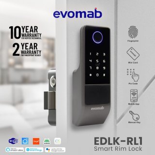Evomab Kunci Pintu Digital Fingerprint Smart Door Rim Lock EDLK-RL1