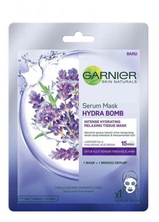 9. Garnier Serum Mask Hydra Bomb Lavender, Mengurangi Tanda-tanda Kelelahan