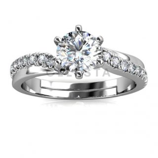 1. Les Solitaire Ring - 1 carat cincin berlian Moissanite diamond with 925 silver