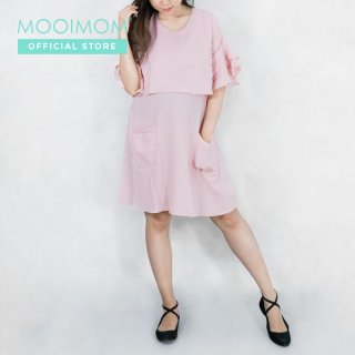MOOIMOM Double Flair Sleeve Maternity & Nursing Dress Pink