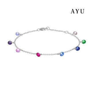30. AYU 8 Candy Pop Chain Anklet Rainbow 17k White Gold