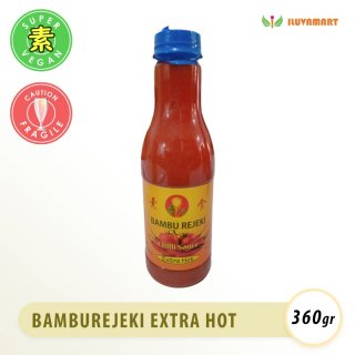 Bambu Rejeki Chilli Sauce EXTRA Hot 360gr Botol ELITE Vegan Saus Cabe Ekstra Pedas Sambel Sambal Cab