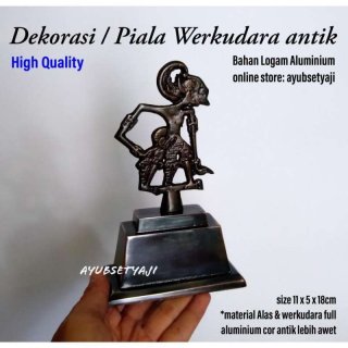 Pajangan Wayang Werkudara Piala Wayang Bima aluminium antik souvenir