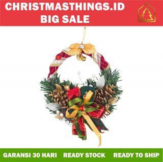Krans Natal / Handmade Wreath / Mistletoe / Hiasan Dekorasi Natal 16cm - RED