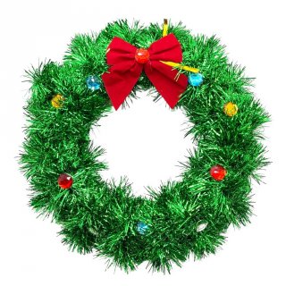 1. W! Accessories Dekorasi Natal Wreath Tinsel 23cm 63301001, Tahan Lama Digunakan