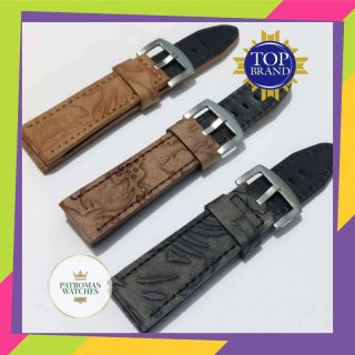 Strap Tali Jam Tangan Kulit Handmade 22mm 24mm Leather Buckle Stainless Strap Universal