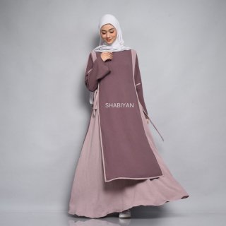 SHABIYAN 440 Gamis Abaya Kombinasi Simple Crinkle CEY