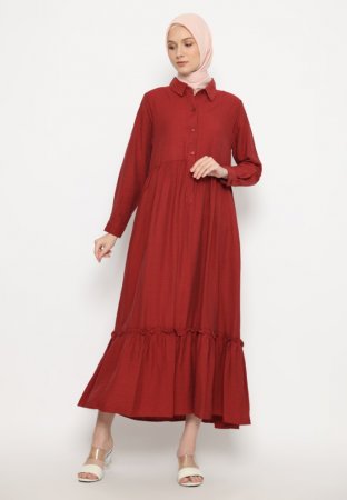 Gamis Linen Muthiah Red