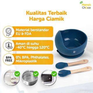 Mangkok & Sendok Bayi Silikon - Mama's Choice Silicone Baby Bowl & Cutlery Set