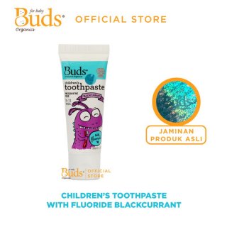 Buds Organics Toothpaste With Fluoride 3-12 Thn - Pasta Gigi Odol Bayi dan Anak Aman Bisa Ditelan - Blackcurrant