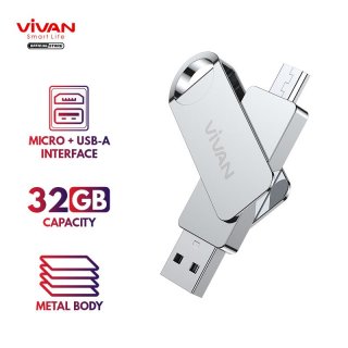 17. VIVAN Flashdisk OTG VOM132 32GB Dual Interface, Multifungsi dalam Satu Alat