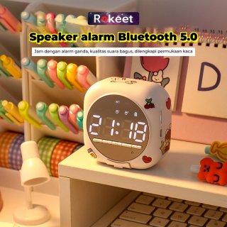 10. Rokeet Speaker Jam Bluetooth Kotak Mini Versi 5.0, Banyak Fungsi dalam Satu Alat