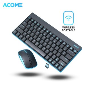Acome Keyboard & Mouse Wireless Portable 1600DPI Silikon AKM2000