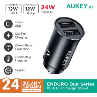 Charger Mobil Aukey CC-Q1 Enduro Duo Series USB-A - 501245