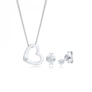 24. Elli Jewelry Perhiasan Wanita Perak Asli - Silver Perhiasan Set Heart Diamond 
