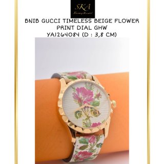 Gucci Watch Ladies Authentic Timeless Beige Flower Print Dial GHW 38mm