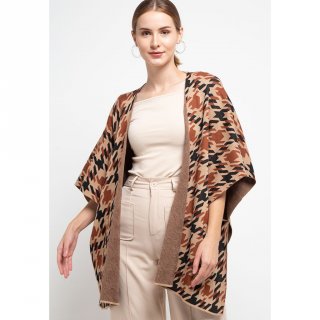 Come Houndstooth Poncho 610