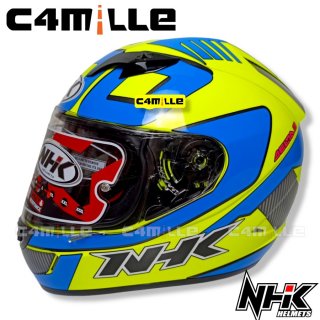 HELM NHK GP1000 DELTA 3 YELLOW FLUO BLUE DOUBLE VISOR FULL FACE