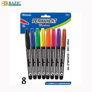 8. Bazic Assorted Colors Fine Tip Permanent Markers, Cocok Untuk Perlengkapan Sekolah dan Kantor