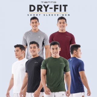 Tiento Kaos Running Dry Fit Baju Olahraga Lari Pria Gym Pakaian Sport Lengan Pendek Pria