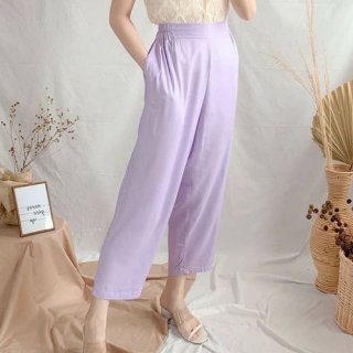 Celana Panjang Wanita Pastel Lilac Highwaist Pants Kulot CT