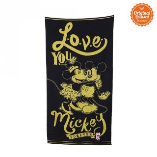 27. Handuk Travel Disney Mickey And Minnie Mouse Love Her Black, Lembut dan Empuk