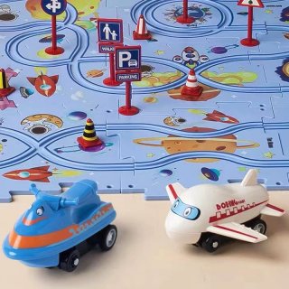 Mainan Puzzle Anak DIY puzzle Track Mainan Mobil Elektrik
