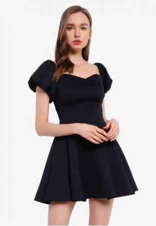Miss Selfridge Black Puff Sleeve Mini Dress