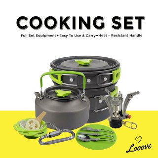 Paket Lengkap Alat Masak Camping + Kompor / Nesting Cooking Set 17 PCS