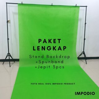 Paket Greenscreen spunbon + Stand backdrop youtuber