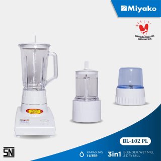 MIYAKO BL-102 PL Blender Plastik 3in1 Wet & Dry Mill