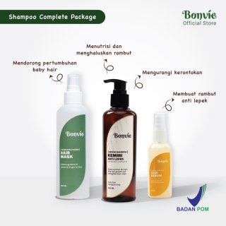 21. Bonvie Shampoo Kemiri Complete Package, paket Perawatan Rambut untuk Lebih Subur dan Lebat